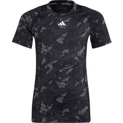 Adidas Aeroready Techfit Camo Printed T-shirt - Grey Five/Carbon/Black/White (HR6262)