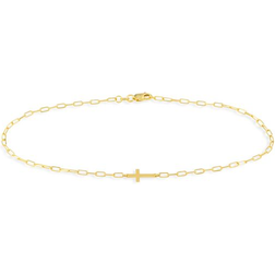 Saks Fifth Avenue Paperclip Sideway Mini Cross Anklets - Gold