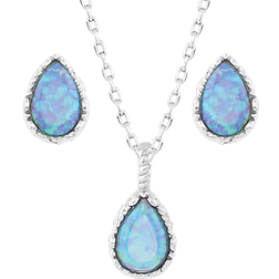 Montana Silversmiths Captivating Teardrop Jewelry Set -Silver/Blue