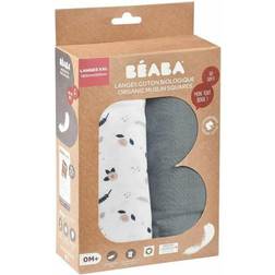 Beaba Boite 2 LANGES 120cm Gris Stormy Flore printaniere