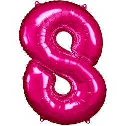 Amscan foil balloon 53 x 83 cm number 8 pink