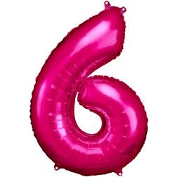 Amscan foil balloon 55 x 88 cm number 6 pink