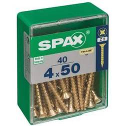 Spax Boîte 40 Unités Vis a Bois Cab. Plat Yellox 4.0 x 50 mm