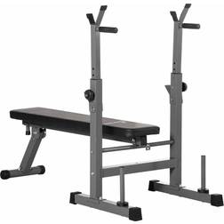 Homcom Weight Bench Foldable with Barbell Rack and Dip Station