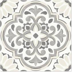FloorPops Floorpops! Peel & Stick Floor Tiles Grey Gray Floral Massimo Peel & Stick Floor Tile - Set of 10