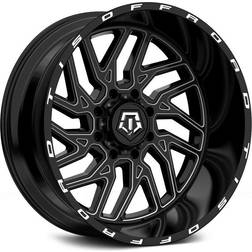 TIS 544BM Gloss Black 22x12 8/170 ET44 CB125.20