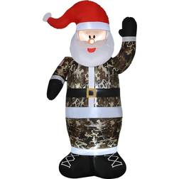 Homcom 8ft Christmas Inflatable Santa Claus Wearing Camouflage Decoration