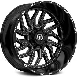 TIS 544BM 20x12 8x165.1 -44et Gloss Black With CNC Milled Wheel