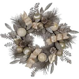 Kurt Adler Silver and Gold Champagne Wreath Christmas Decoration