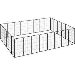 vidaXL Dog Playpen Black Powder-coated Steel Black