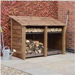 Rutland County Garden Furniture Hambleton 4ft log store + Shelf Rustic (Building Area )