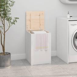 vidaXL Boíte À Linge Blanc 44x44x66 cm Bois Massif De Pin