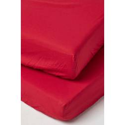Homescapes Cotton Cot Bed Fitted Sheets 200 Thread Count, 2 Pack