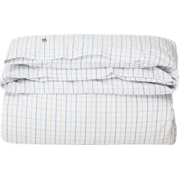 Lexington Checked Cotton Poplin Påslakan Vit, Grå, Blå