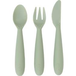 Ezpz 3-Pack Happy Utensils Set In Sage Sage Set Of 2