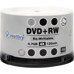 Smartbuy 100 Pack Blank DVD+RW 4X 4.7GB 120Min Branded Logo Rewritable DVD Media Disc