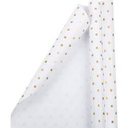 Jam Paper Christmas Polka Dot Gift Wrapping 25 Sq ft White & Gold Foil Dots 2/Pack