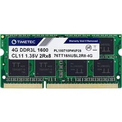 TIMETEC Hynix IC 4GB DDR3L 1600MHz PC3-12800 Unbuffered Non-ECC 1.35V CL11 2Rx8 Dual Rank 204 Pin SODIMM Laptop Notebook Computer Memory RAM Module