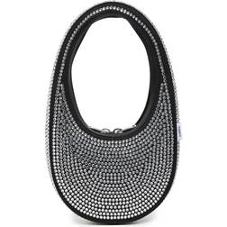 Coperni Mini Swipe Crystal-Embellished Leather Bag Black