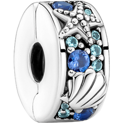 Pandora Tropical Starfish & Shell Clip Charm - Silver/Blue/Turquoise