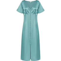 Yumi Satin Button Down Midi Dress