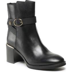 Tommy Hilfiger Leather Belt Block Heel Boots