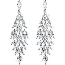 Jon Richard Statement Drop Earrings - Silver/Transparent