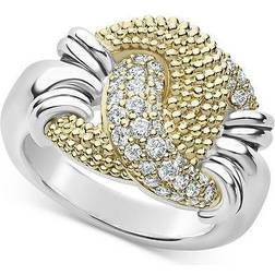 Lagos Caviar Luxe Diamond Large Knot Ring - Gold/Silver/Diamonds