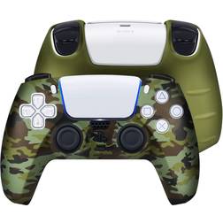 TNP Accessories PS5 Dualsense Controller Skin Cover + 8 Pro Thumb Grips - Camo Green