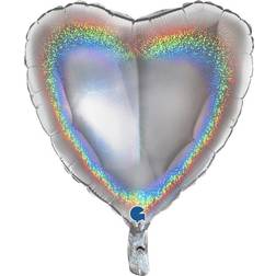 Ballongkungen Folieballon Hjerte Glitter Sølv 91 cm