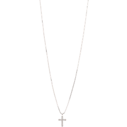 Pilgrim Clara Cross Necklace - Silver/Transparent