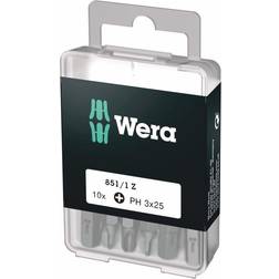 Wera 05072402001 Phillips Extra-Tough Bits 851/1 Z PH3 x 25 mm, Pack of 10