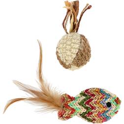 Dogman Kattleksak fisk & boll 15cm natur