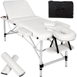 tectake Massage table 3 zone with carry back and bolsters white