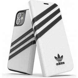 Adidas Phone Case Designed for iPhone 12 Mini Case, 5.4 Inches, Folio Booklet Drop Tested Cases, Shockproof Raised Edges, Originals Protective Cover, White and Black