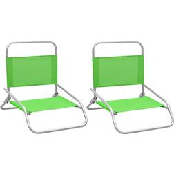 vidaXL Chaises de plage pliables 2 pcs Vert Tissu Vert