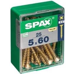 Spax Caja 25 Uds. Tornillo Madera 397 Cab. Plana Yellox 5,0 x 60 mm