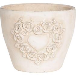 Clayre & Eef Urtepotte 17x17x15 Hvide Terracotta Roser Krukke