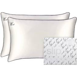 Slip - Set Di Federe Queen In Pura Seta - Pillowcase Duo Queen Federa Nero, Bianco