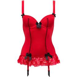 LoveHoney Plus Size Seduce Me Red Push-Up Basque Set