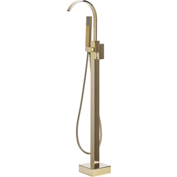 Beliani Miscelatore Vasca Freestanding Rubinetto Dorato Montato a Pavimento Ribbon