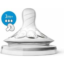 Philips AVENT SCF043/27 Lot de 2 tétines Natural Silicone Débit Moyen 3m Blanc