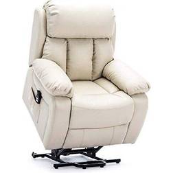 Chester Dual Electric Leather Recliner Heated Massage Chair Cream