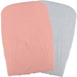 Domiva Lot 2 Housses matelas a langer Polycoton oeko-Tex Peche/Perle 50 x 75 cm