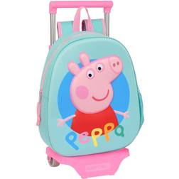 Peppa Pig Cartable à roulettes Turquoise (27 x 32 x 10 cm) Transparent