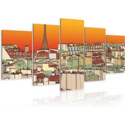 Artgeist Parisian sky orange colour Solnedgang over Paris Billede