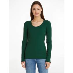 Tommy Hilfiger Womens Frill Ribbed Long-Sleeve T-Shirt