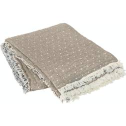 Broste Copenhagen Plaid 'Paula' 50%Bom./40%Uld/ Tæppe Hvid, Beige (180x)