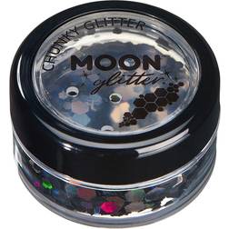 Smiffys Moon Glitter Holographic Chunky Glitter 100% Cosmetic Glitter for Face Body Nails Hair and Lips 0.10oz Black