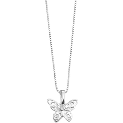 D For Diamond Butterfly Pendant - Platinum/Transparent